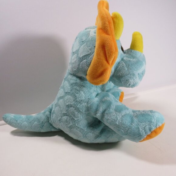 hug fun teal triceratops dinosaur plush with big sparkly eyes 11" tall - Picture 5 of 13